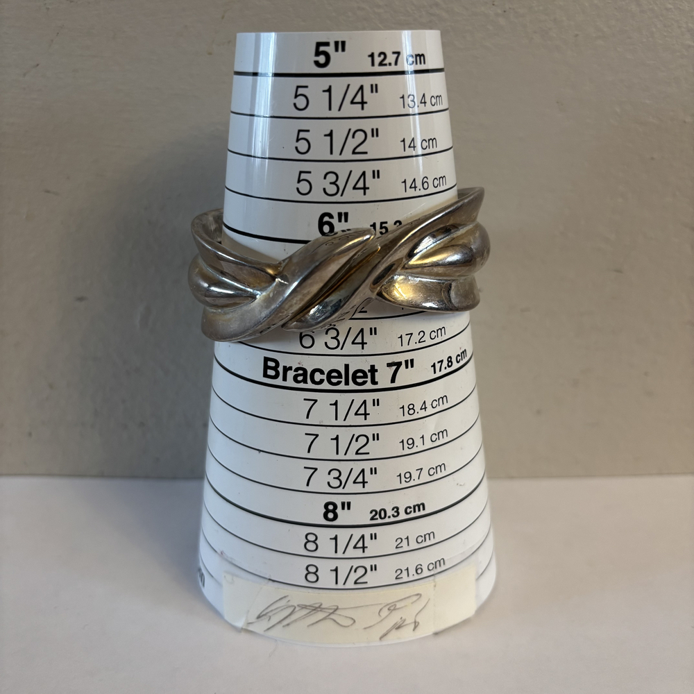 Chunky Silver Tone Twisted Wavy Cuff Statement Bracelet